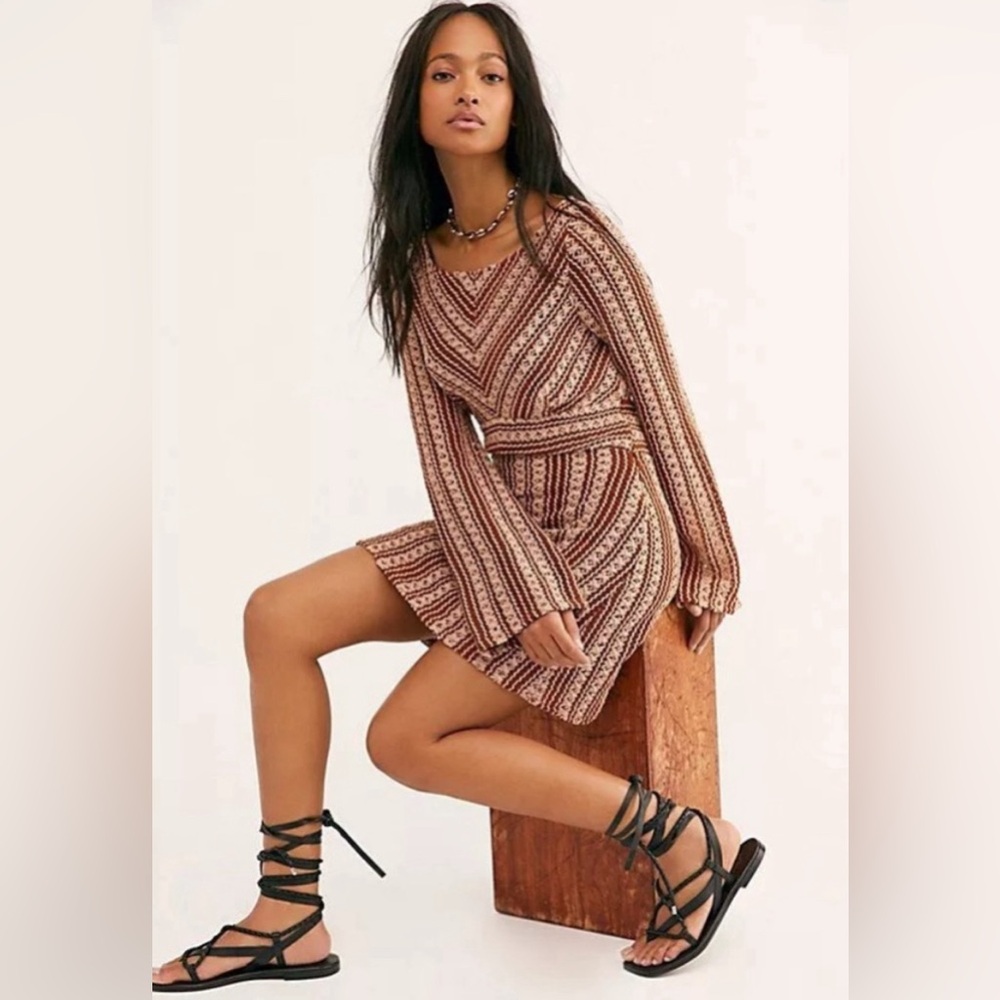 Free People Chiara Crochet Open Back Mini Dress
